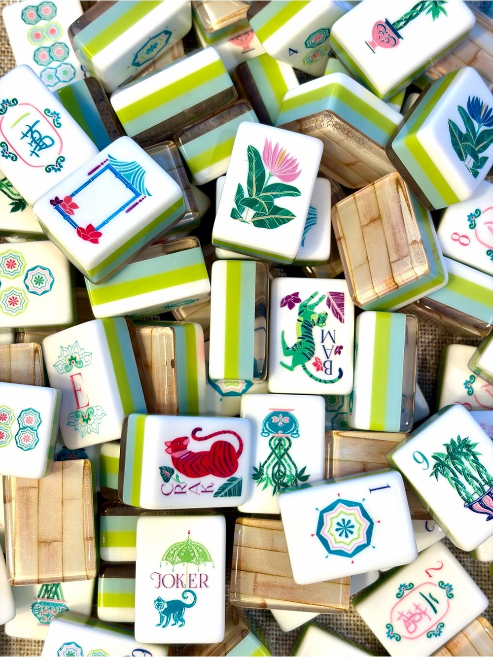 New🎋 Bamboo Mahjong Tiles 🀄️& Tile Bag